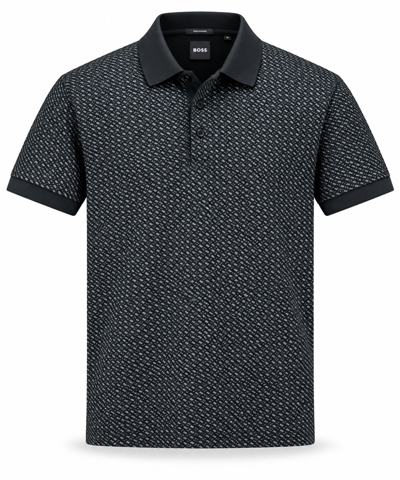Polo Boss Monograma Preta