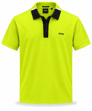 Polo Boss Logo central Verde florecente