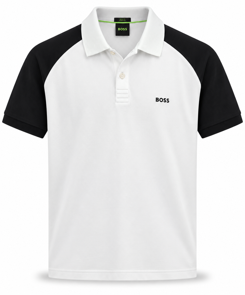 Polo Boss Esportiva Preta com Branca