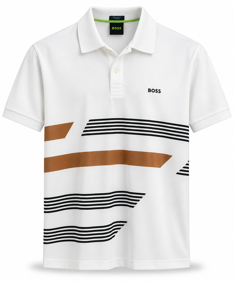 Polo Boss Esportiva Branca com Detalhes