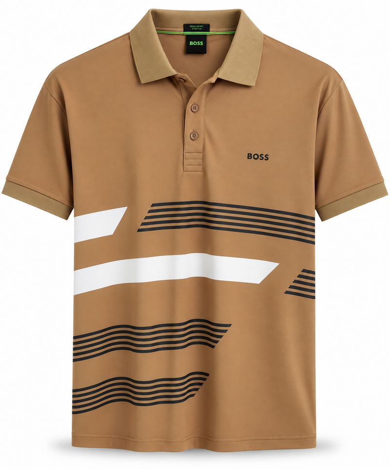Polo Boss Sportiva Marrom com detalhes