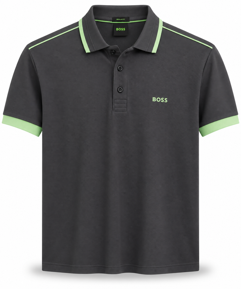 Polo boss marrom com detalhes verde