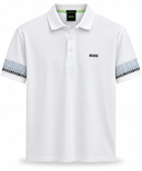 Polo Boss branca Letreiro Manga