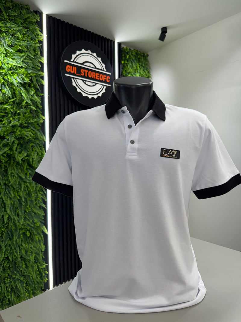Polo Armani EA7 Branca com detalhes pretos