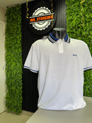 Polo Boss Branca Com detalhes Azul
