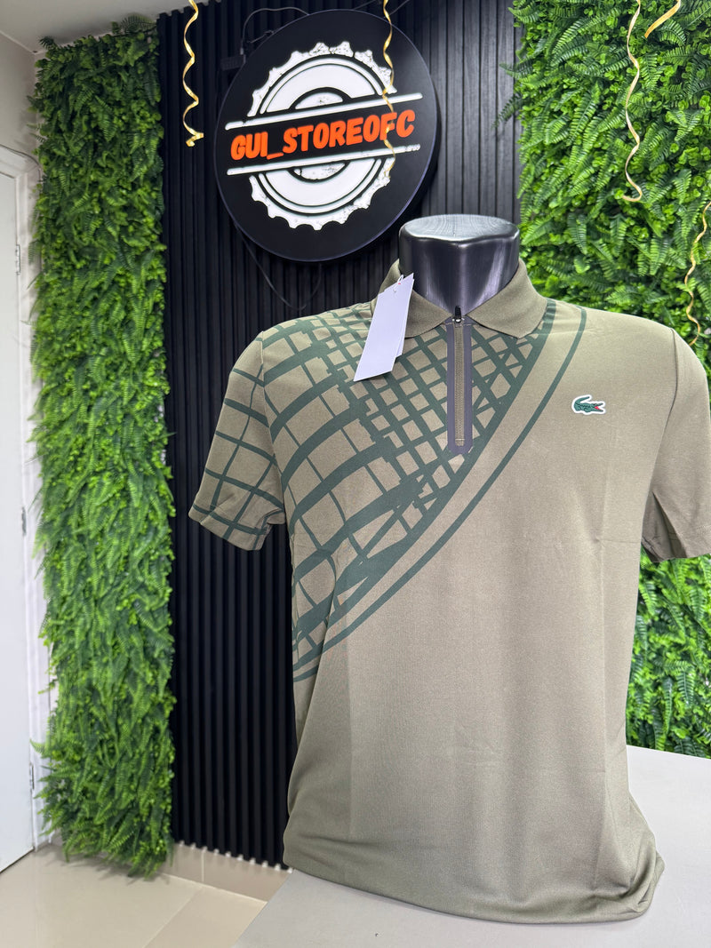 Polo Lacoste Ziper Marrom Lançamento 2025