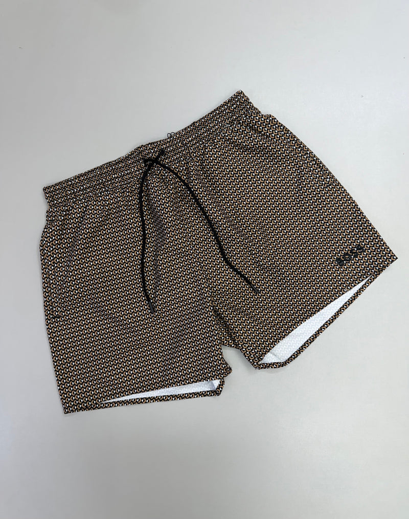 Bermuda Hugo Boss Swim Monogram – Marrom/Preto