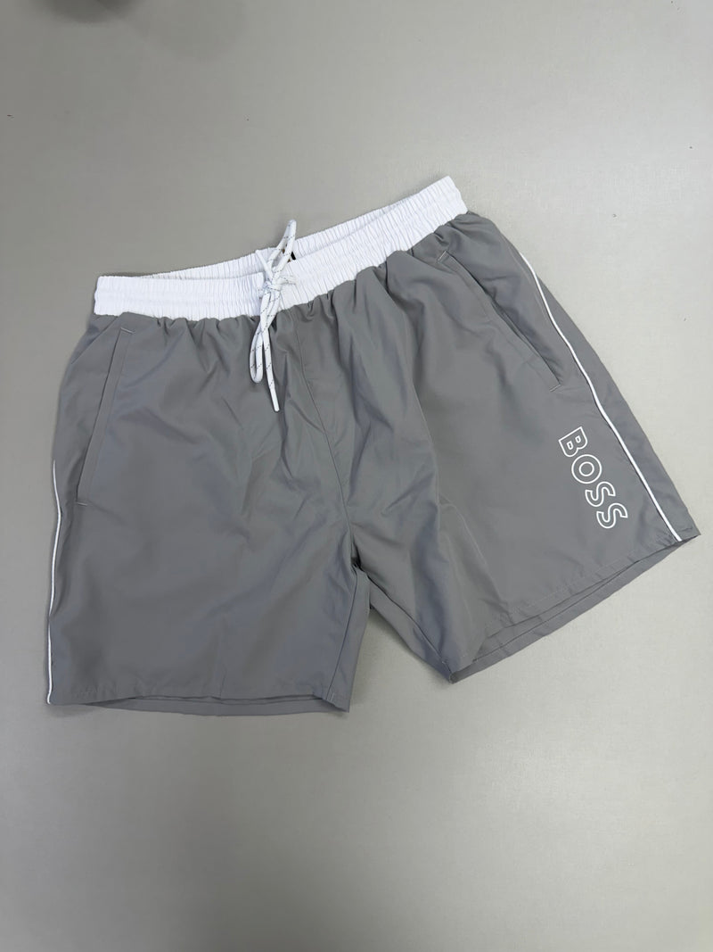 Bermuda Hugo Boss Swim Logo – Cinza