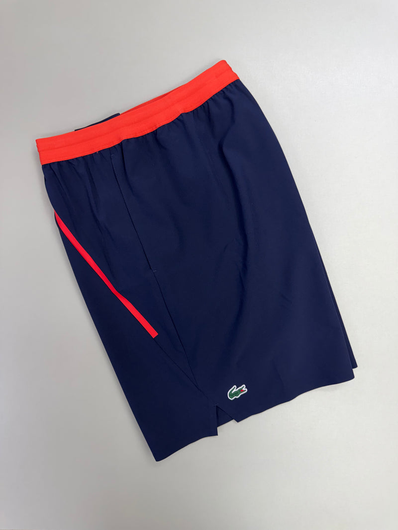 Bermuda Lacoste Sport Djokovic Azul Marinho Com Laranja