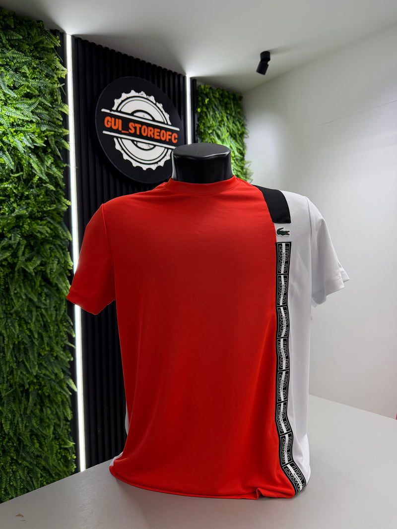 T-shirt lacoste Sport laranja com listra branca
