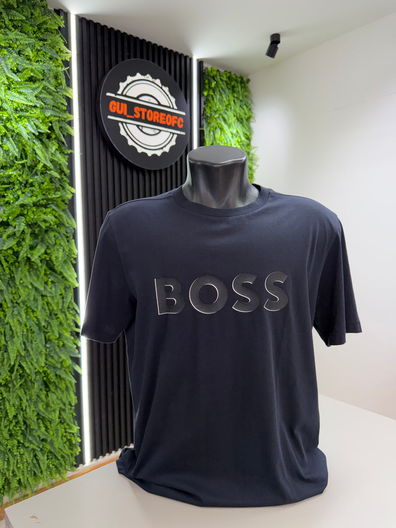 T-shirt Boss Estapada em Relevo Azul marinho