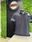 Polo Boss Letreiro Manga Azul