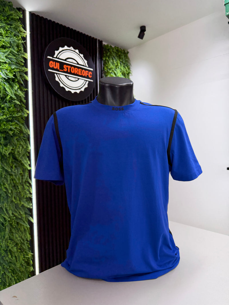 T-shirt boss Azul Lançamento 2k26 Letreiro Gola