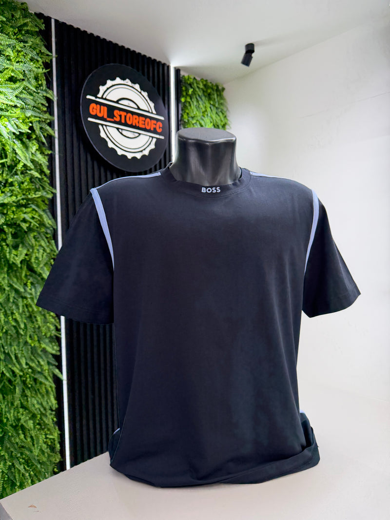 T-shirt boss Azul Escuro Lançamento 2k26 Letreiro Gola