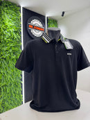 Polo boss Preta Letreiro Gola