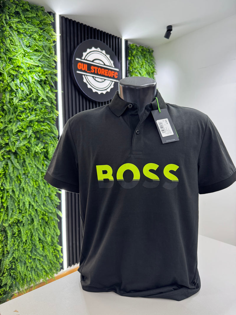 Polo Boss Emborrachada preta