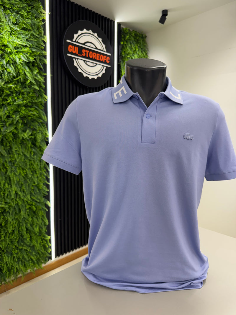Polo lacoste Letreiro Gola roxa