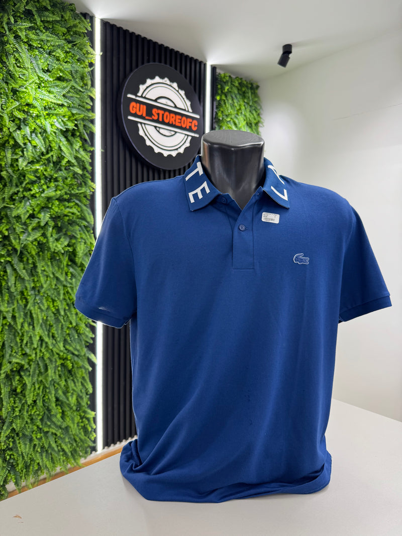 Polo Lacoste letreiro Gola Azul