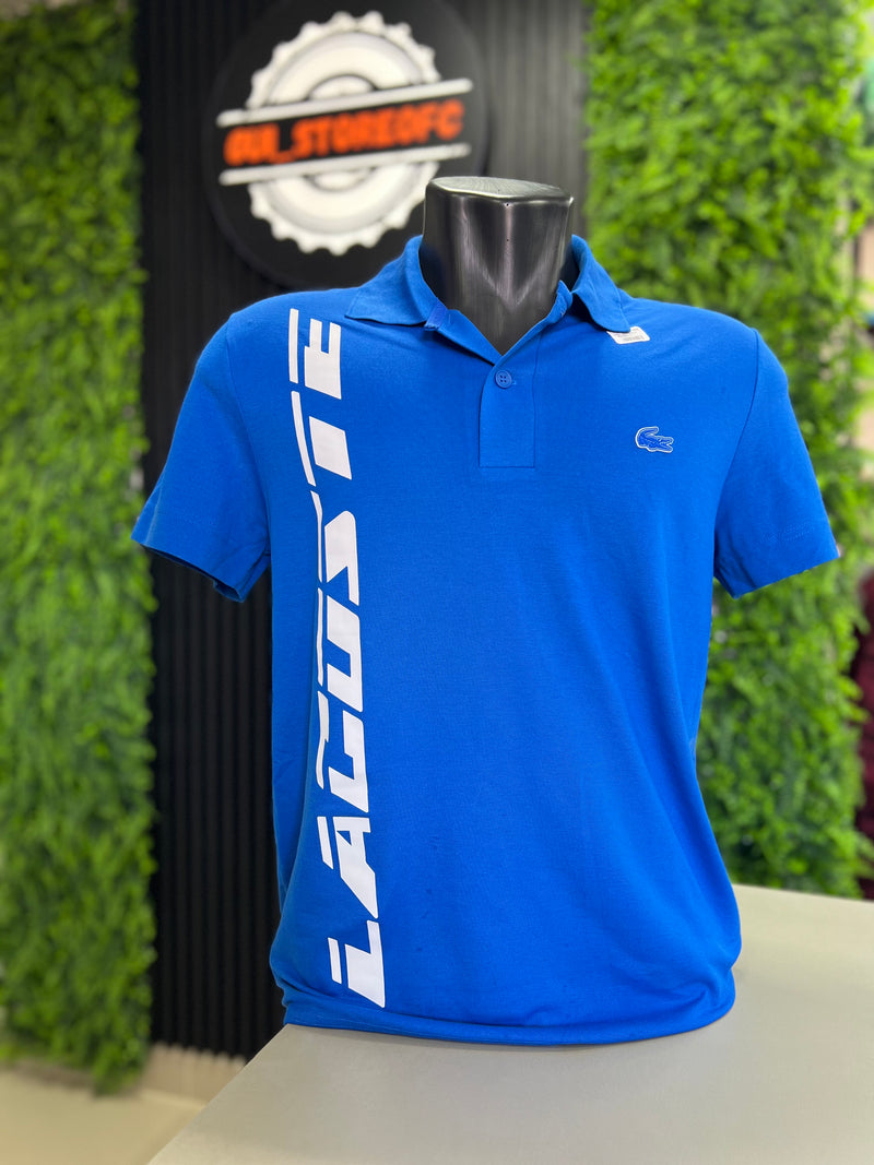 Polo Lacoste Letreiro Azul