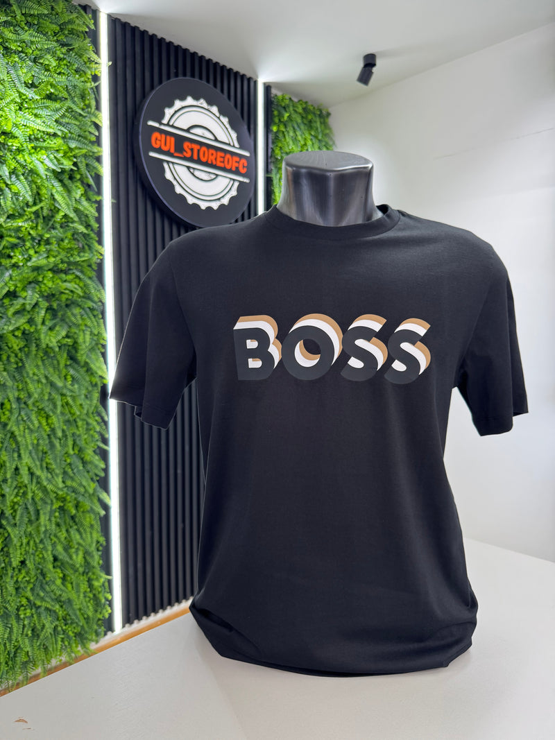T-shirt Boss Preta Logo 3d