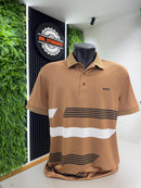 Polo Boss Sportiva Marrom com detalhes