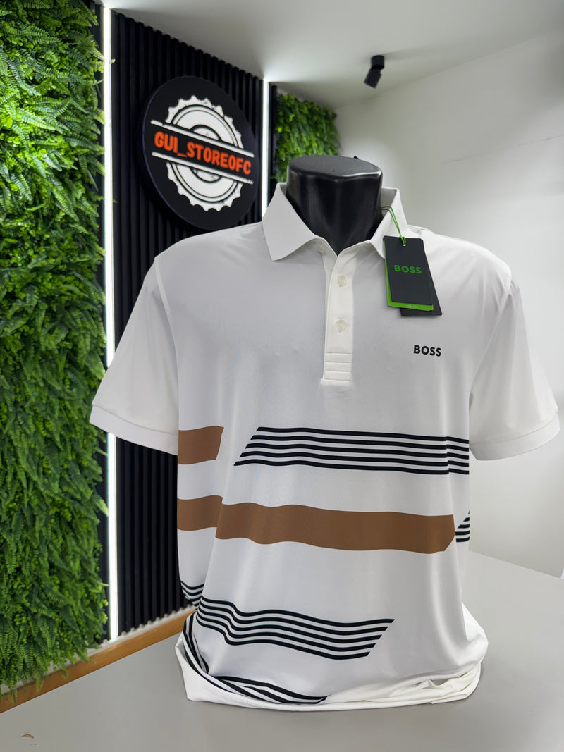 Polo Boss Sportiva Branca com detalhes