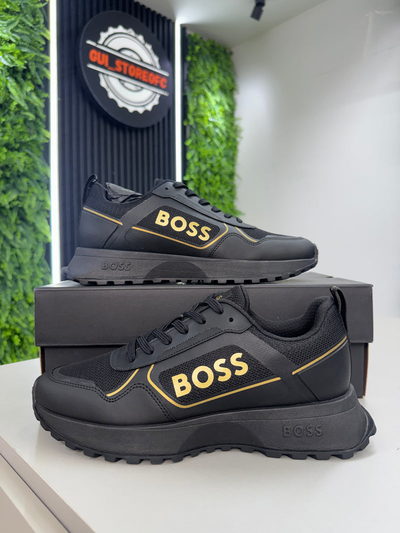 Tênis Boss Preto com Detalhes Dourados