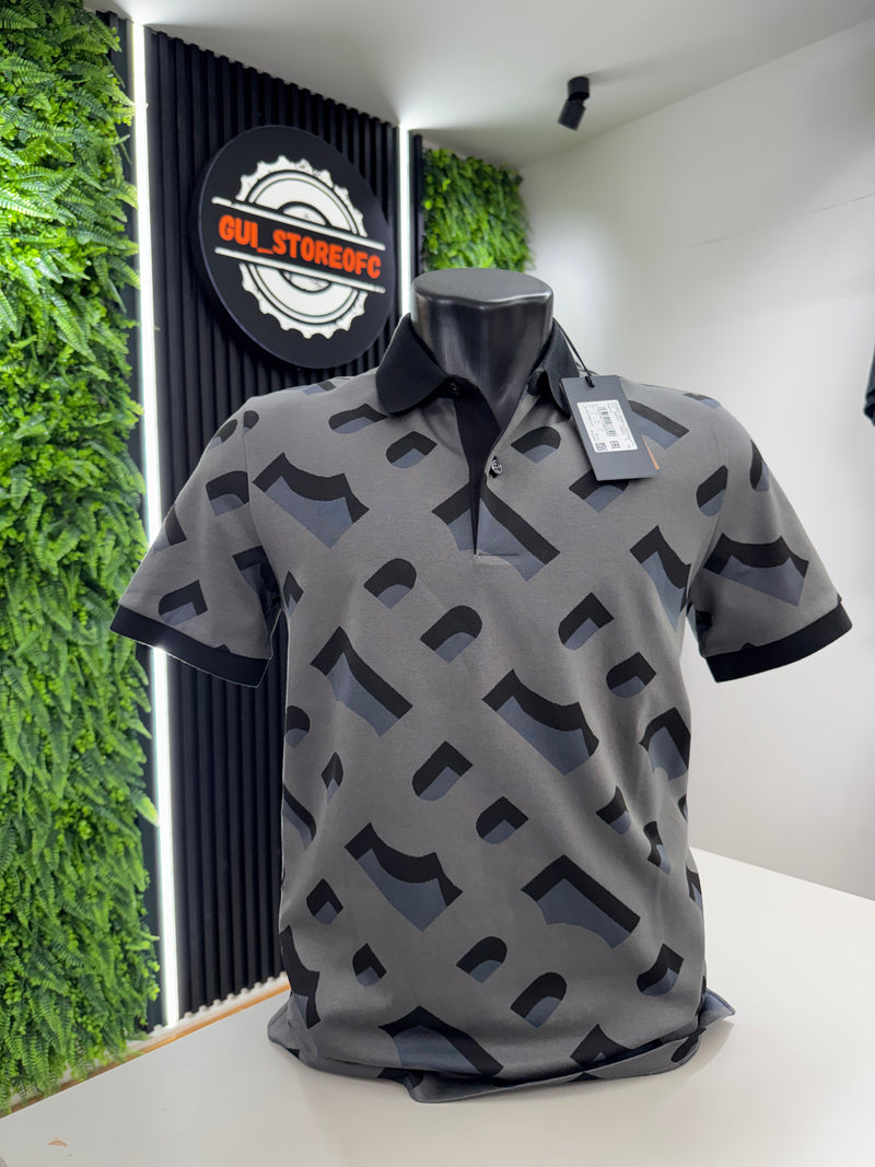 Polo Boss 3D Preta com Cinza Exclusiva