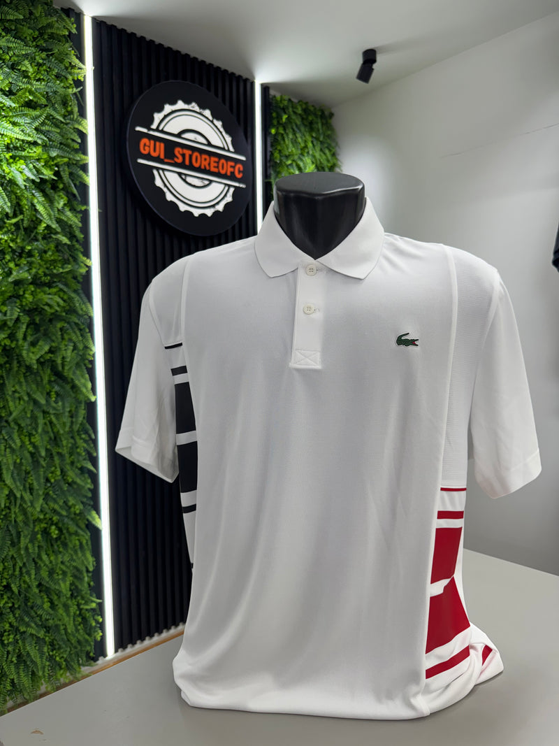 Polo lacoste Sport Branca com detalhes Laterais