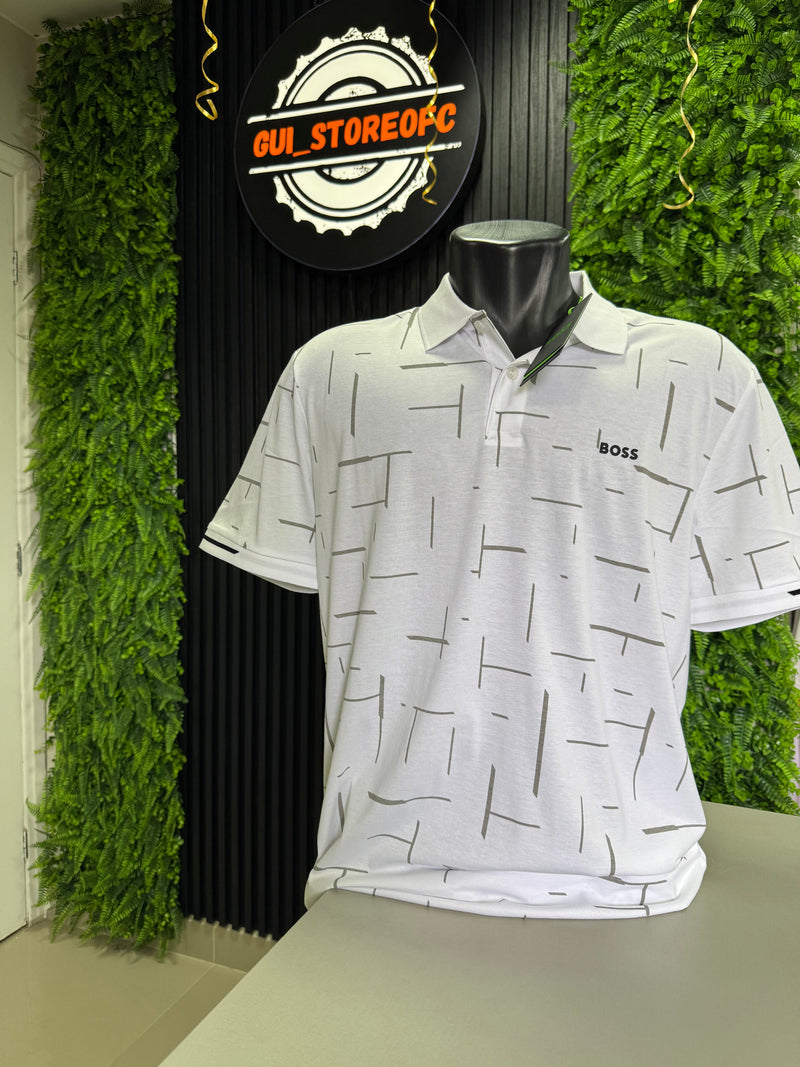 Polo boss Branca Estampada